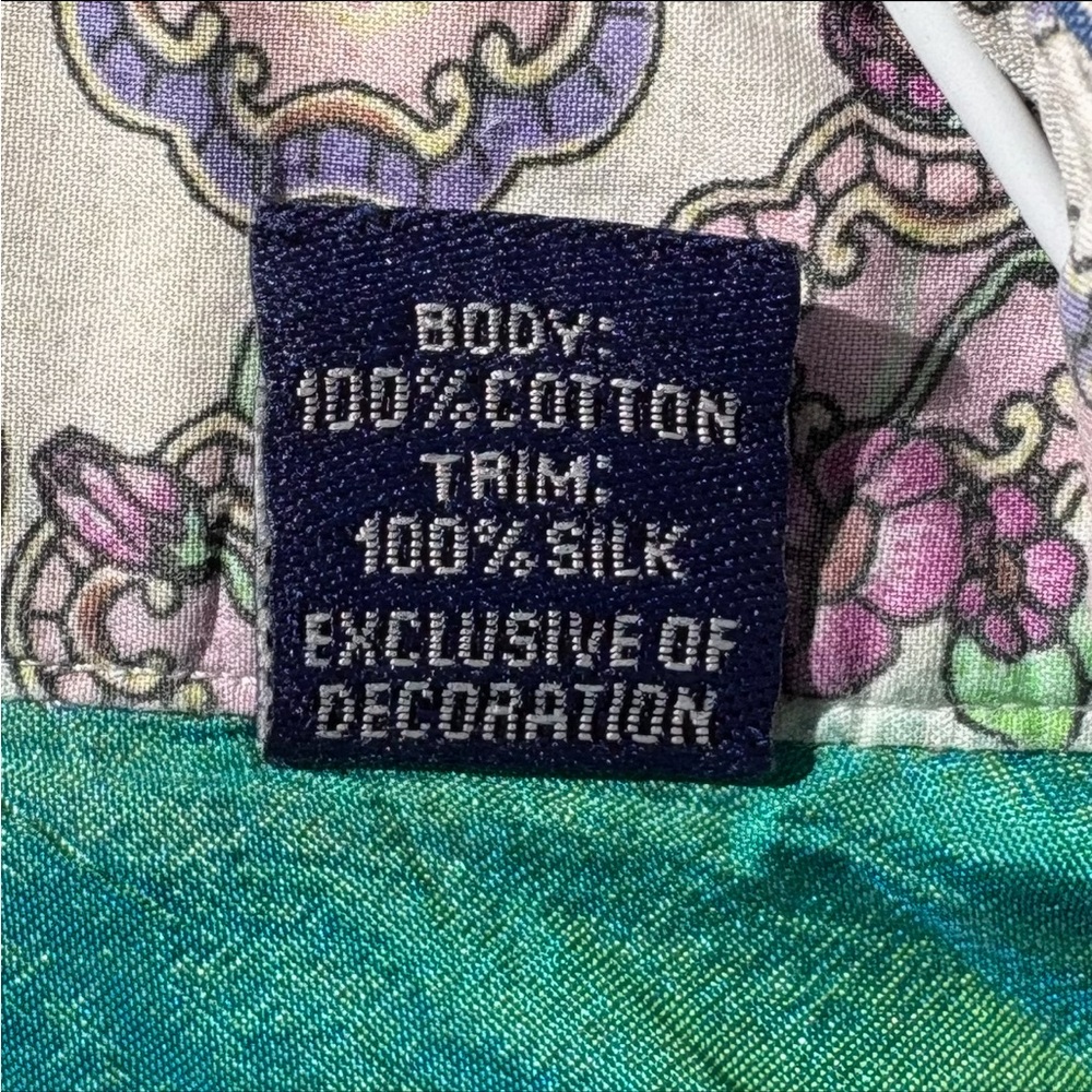 Robert Graham Blue & Green Striped Button Down Shirt Flip Cuffs w/Floral Design - Picture 9 of 12